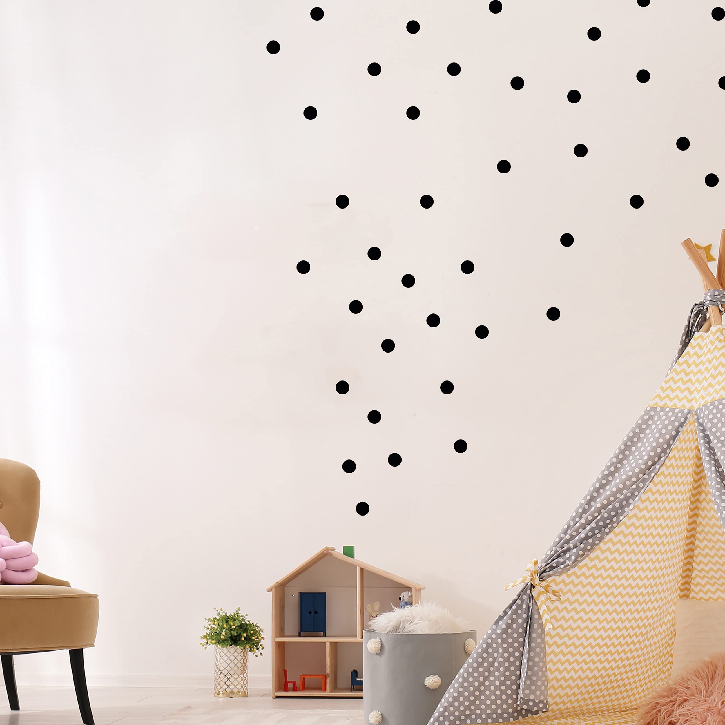 Punkte Set 108 Stück Wandtattoo für Babyzimmer V293 Aufkleber Sticker Kreis Wandaufkleber Kinderzimmer Punkte Dots Klebepunkte in verschiedenen Farben (Schwarz)