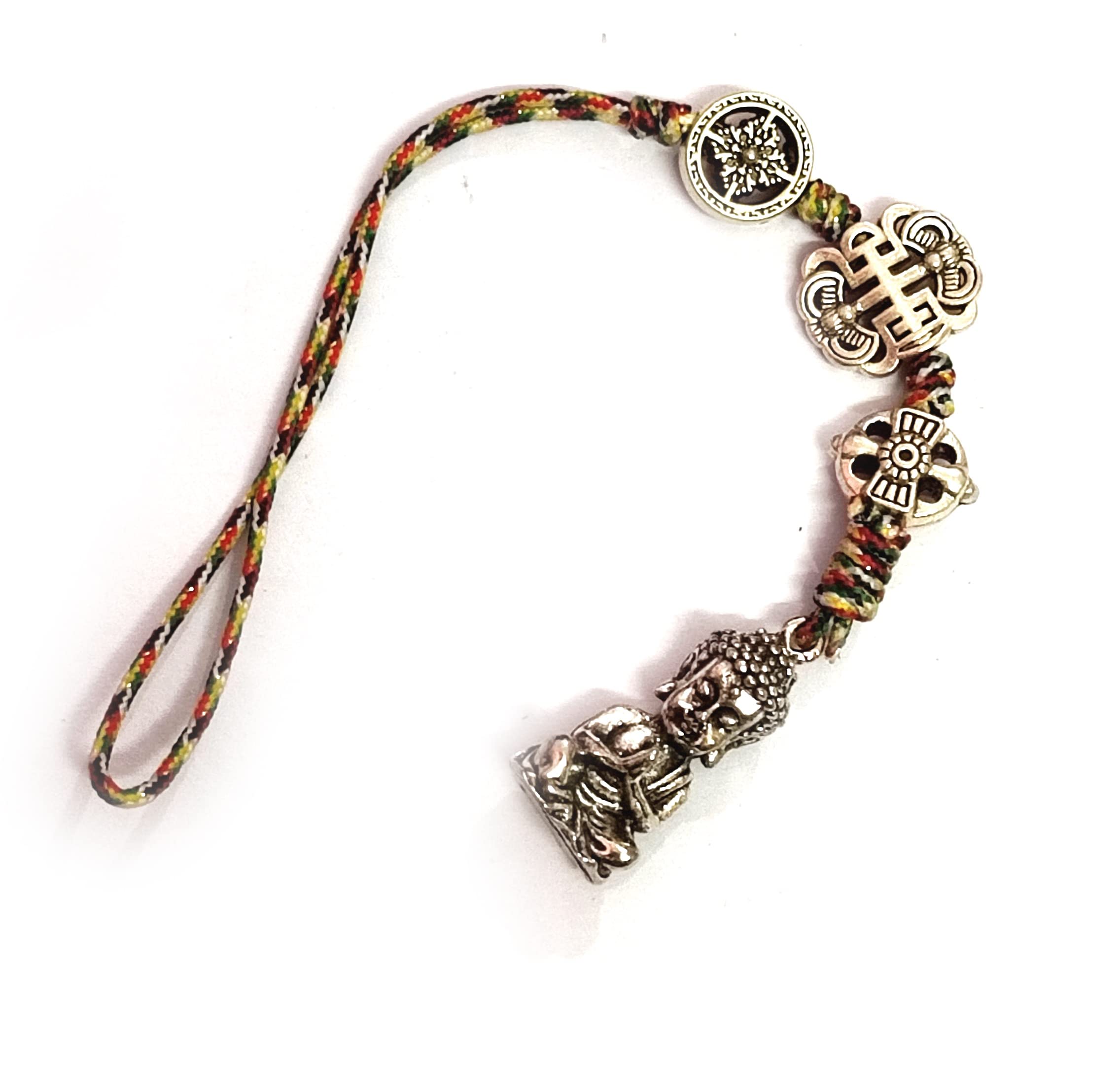 Astroghar Auspicious Tibetan Buddhist Meditating Baby Buddha Double Dorje Happiness Lucky Charms Hanging for Your car & Home