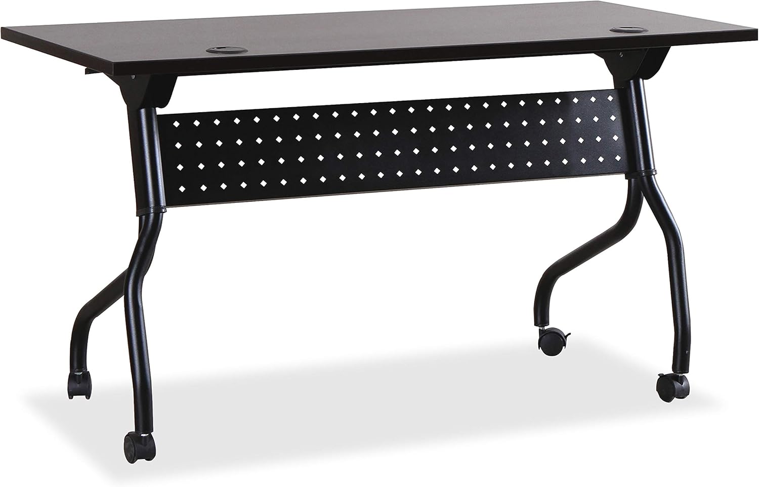 Espresso and Black Metal Rolling Training Table