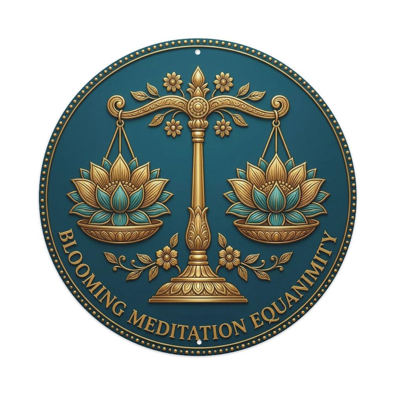 Vintage Blooming Meditation Equanimity Flower Zen Yoga Metal Tin Sign