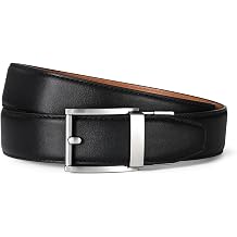 RISANTRY Men's Ratchet Belt - Premium Synthetic Leather with Silver Buckle, Classic Business Style, Smooth Adjustment for Casual & Formal Wear