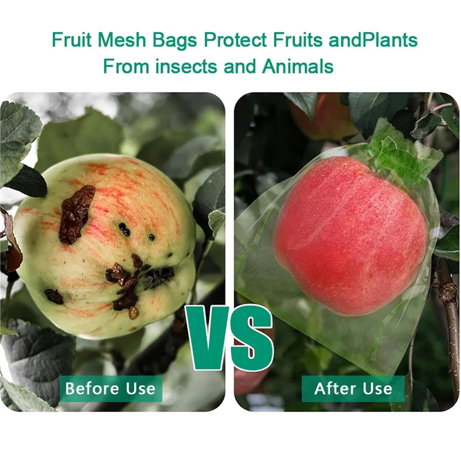 Lot de 120 sacs de protection réutilisables en organza pour arbres fruitiers avec fermeture à cordon de serrage Vert 25 à 35 cm