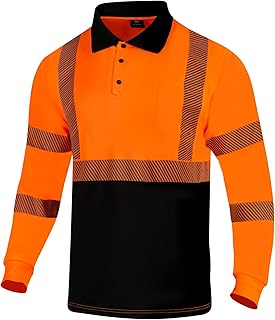 VENDACE Hi Vis Safety Reflective Long Sleeve Polo Shirts for Men ANSI Class 3 High Visibility Construction Work T Shirts