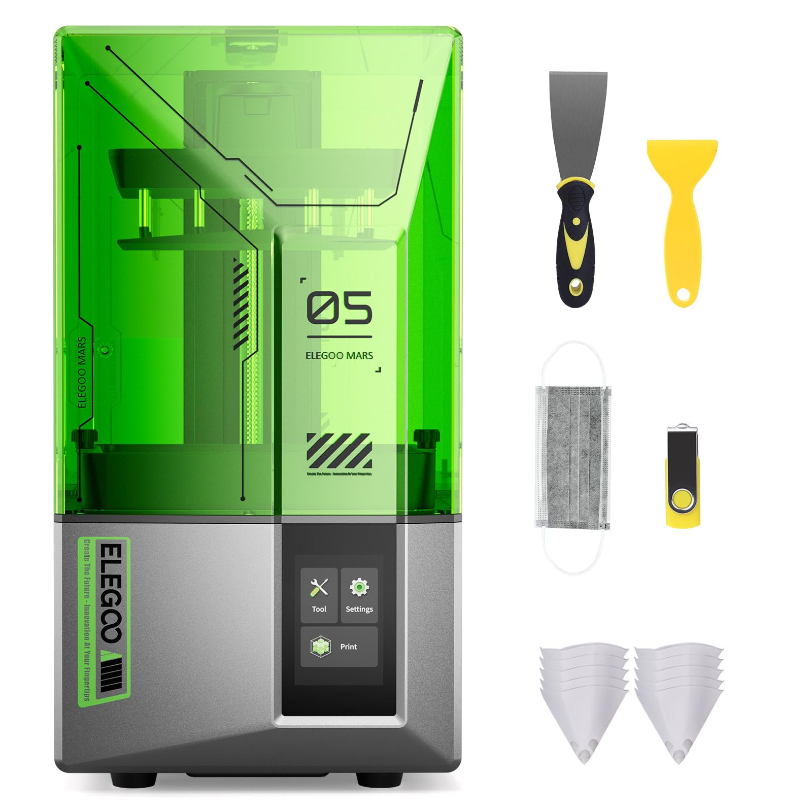 ELEGOO Mars 5 Impresora 3D Resina, 6.6" Mono LCD de 4K, Protección contra Sobrecalentamiento, Sensor Mecánico Inteligente, Nivelación Automática, Tamaño de impresión de 5.91 x 5.65 x 3.53 Pulgadas