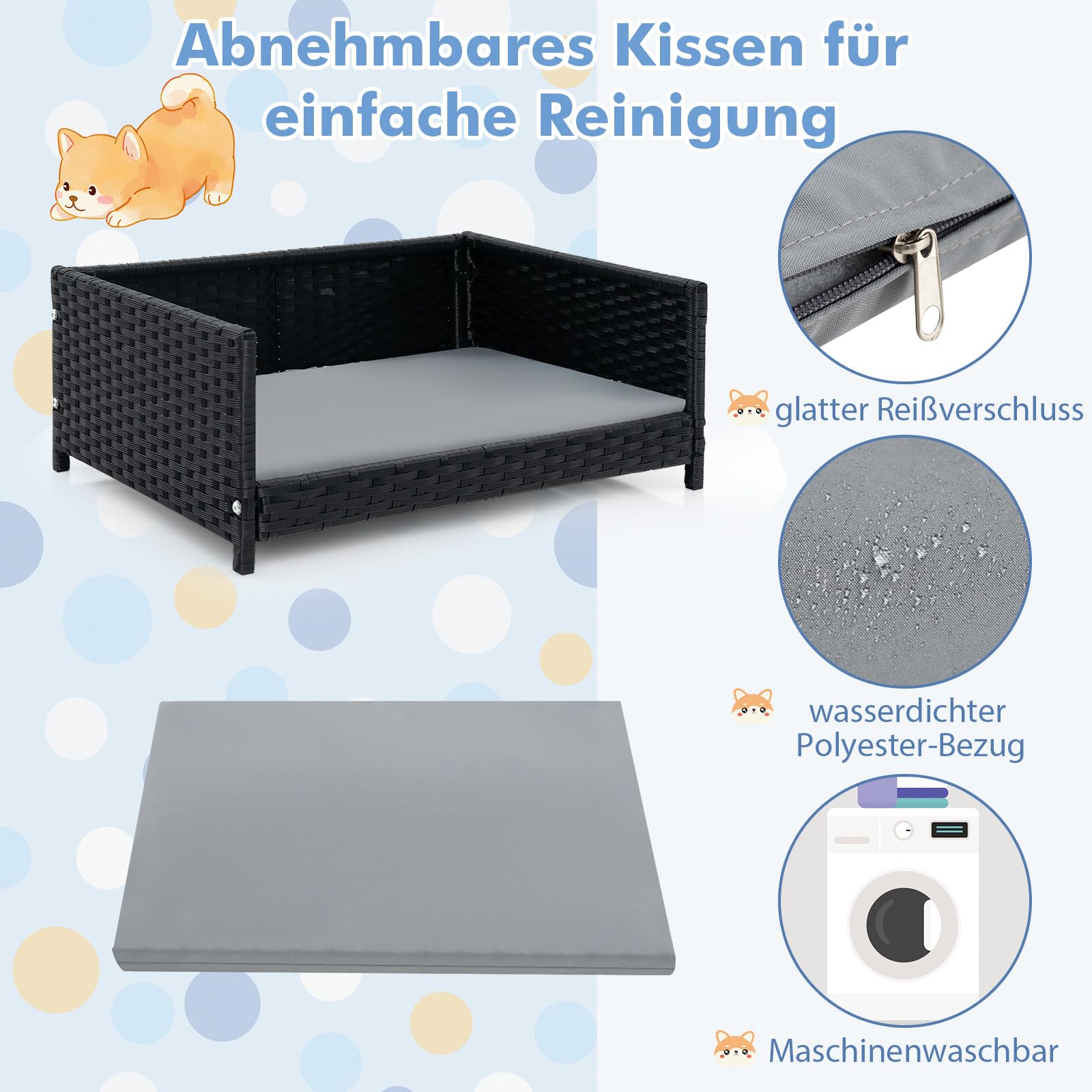 COSTWAY Verhoogd hondenbed voor medium hond, 110 x 80 x 18cm, verhoogd koelbed buiten, verkoelend huisdierenbed, 40 kg gewichtscapaciteit (Medium