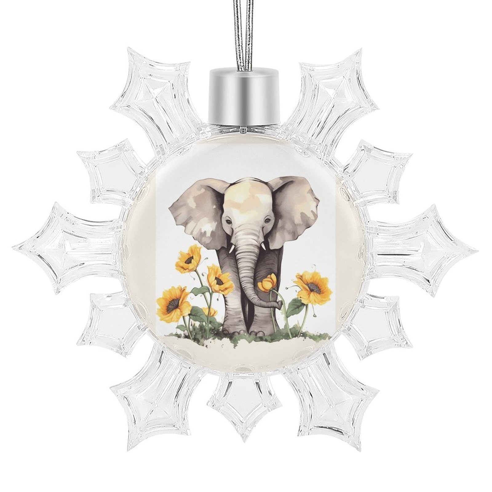 Elephant and Sunflower Snowflake Decorations, Winter Snowflake Ornaments Christmas Party Decorations Christmas Tree Decorations for Xmas Tree Winter New Year Party Supplies