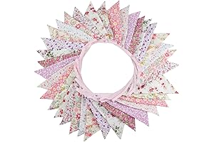 10M/32Ft Long Live Girlhood Banner, 36 Pcs Cotton Fabric Flags Pennant Garlands