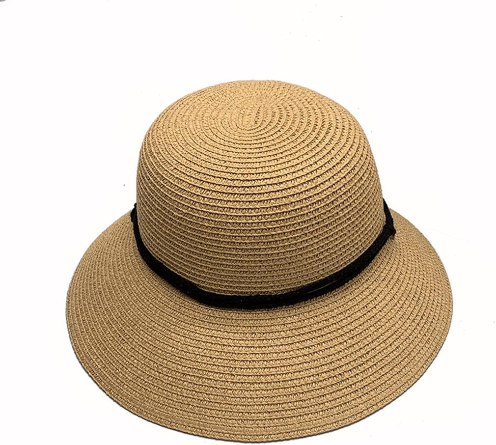 Foldable Adjustable Windproof Rope Fisherman's Hat Shade Female Round Top Wide Brim Vintage