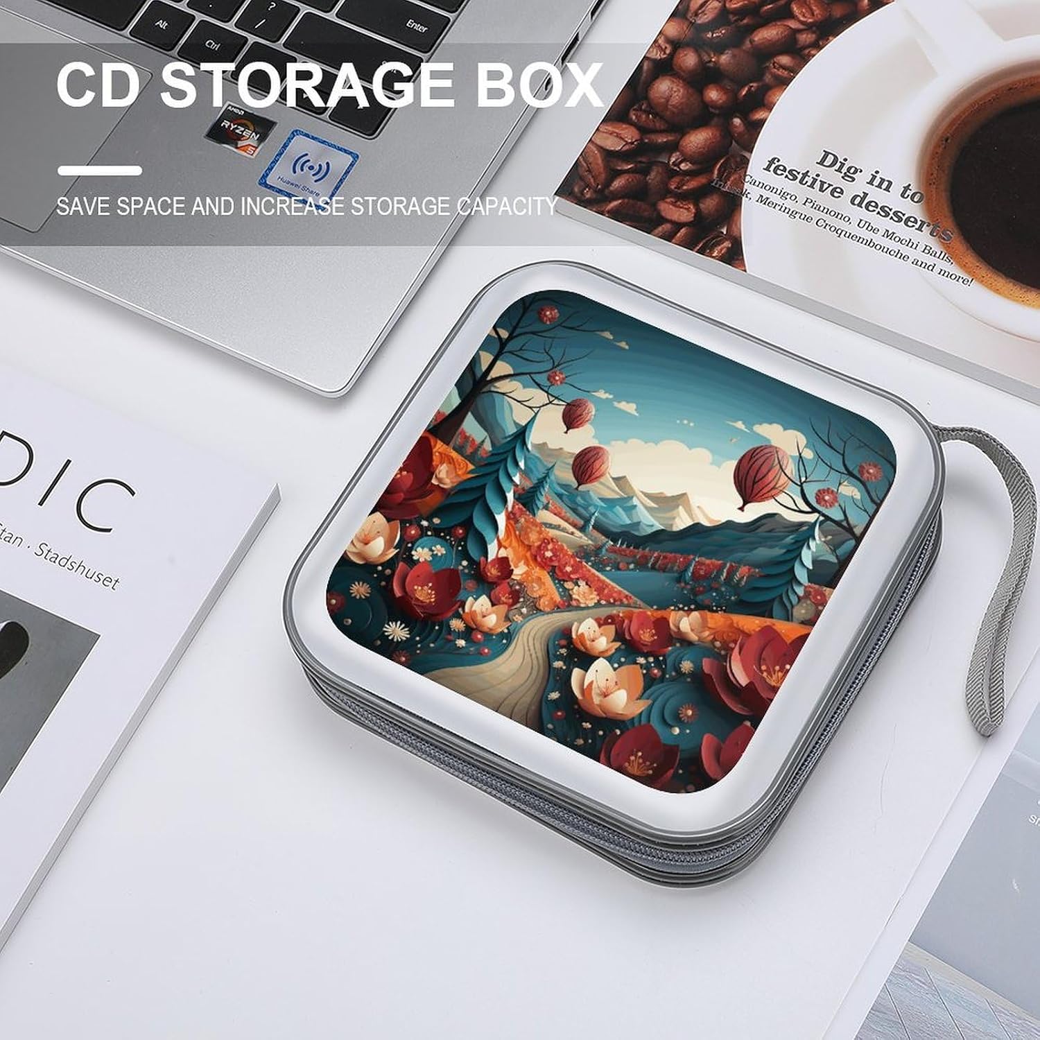 Paper Cutting Painting CD Case,Hard Plastic CD Storage,Portable DVD Wallet,Portable DVD, Holder VCD Organizer Wallet,Protective VCD Storage