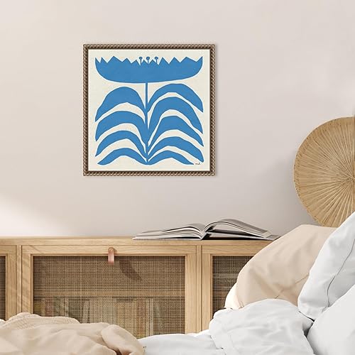 Miniatura 5 de Amanti Art Lienzo enmarcado para pared, de 16 x 16 pulgadas, diseño de flor azul Delighted III por Moira Hershey, lienzo enmarcado para pared, obras