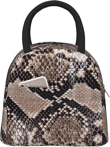 Niuyoif Lonchera de piel de serpiente, reutilizable, aislada, impermeable, con cierre de cremallera de bolsillo, para mujeres, hombres, trabajo,