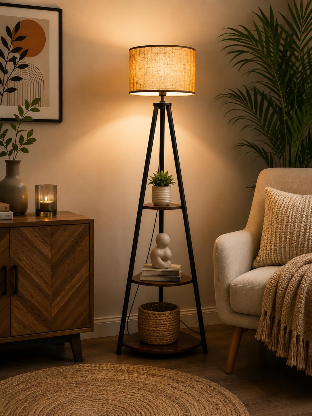 Tripod Floor Lamp with Shelves | Floor Standing, Built-In Shelves-image-31