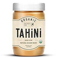 Vista 1 de Pasta de Tahini Orgánica 16 oz (1 lb) - Aderezo de Sésamo Blanco Sin Cascarilla - Certificado USDA, Sin Gluten, Kosher - Salsa Cremosa de Tahini