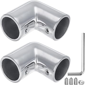 [2 PCS] 1-1/4" Boat Handrail Fitting, 316 Stainless Steel 90 Degree Elbow for 32mm O.D. Tubing, Marine Grade Bimini Top Frame Joiner with 8 Screws & Hex Wrench