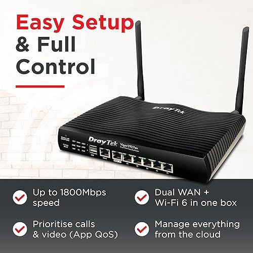 Miniatura 9 de DrayTek Vigor 2927AX Dual Wan Ethernet Firewall VPN Router  WiFi 6 Dual Band Wireless 5+1 Puertos LAN Gigabit  50 túneles VPN  Puerto USB para