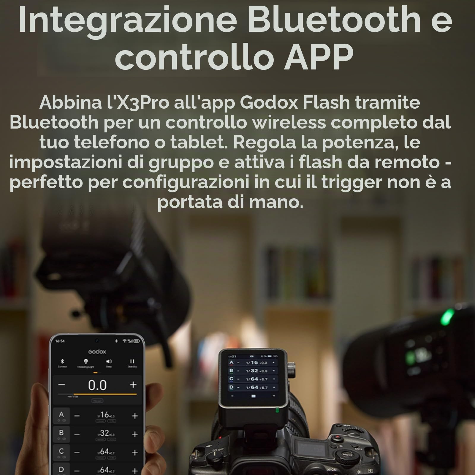 Godox X3 Pro C X3Pro C Trigger flash TTL touchscreen per Canon, wireless 2.4G, schermo LCD da 2,4", integrazione Bluetooth e controllo tramite APP, trasmettitore flash wireless