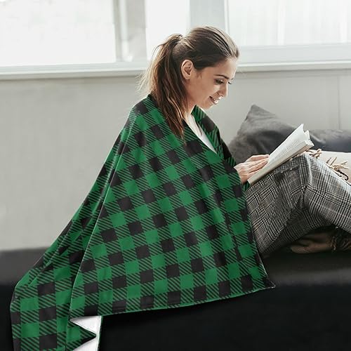 Miniatura 6 de Buffalo Plaid Check Tartan Scotland Green Black Merry Christmas Soft Plush Blanket, Flannel Fall Fluffy Blanket Adults Kids Couch Throws 60x90 Inches