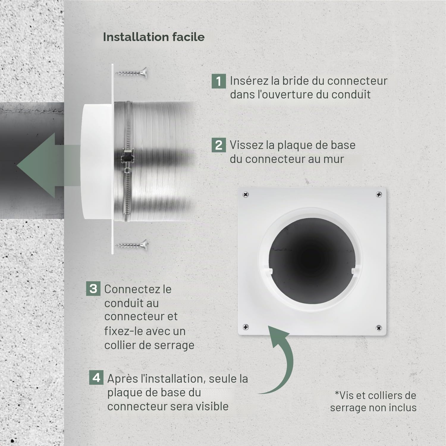 Vent Systems Lot de 1 connecteur de conduit de ventilation droit en plastique pour système de ventilation et climatisation 10 cm