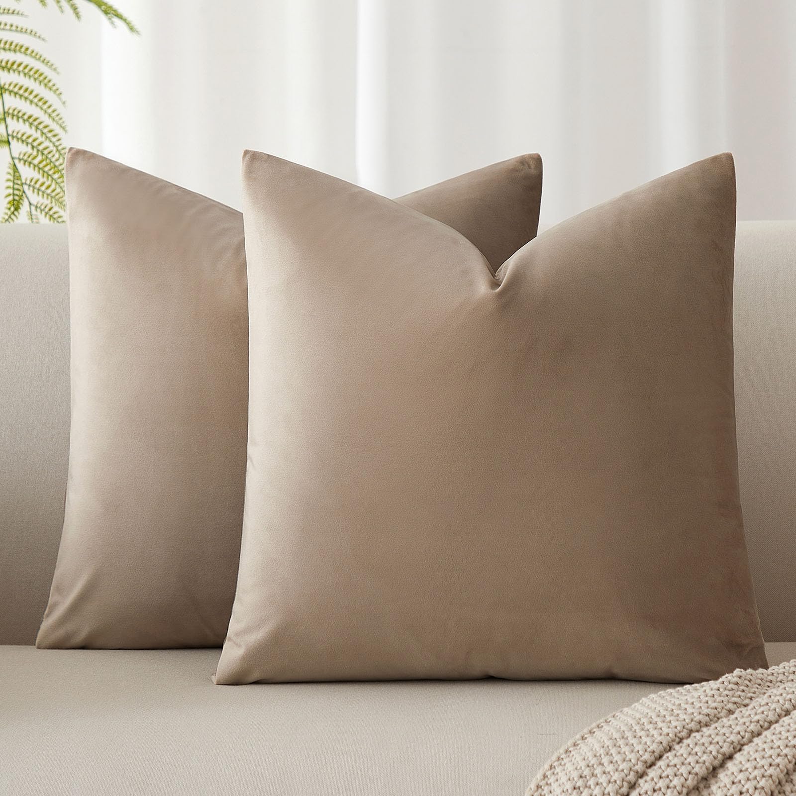 JUSPURBET Couch Pillow Covers Set of 2 Decorative Velvet Throw Pillow Covers Cases for Living Room Bedroom Home Decor Soft Cushion Covers Cases with