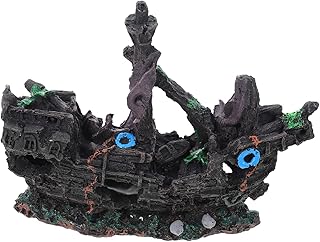 VILLFUL Panorama Vidro Aquário Artesanato Em Resina Navio Pirata Decoração Aquário Esconderijo Tanque De Peixes Caverna Rochas Tanque De Peixes Submarino Artesanato Naufrágios