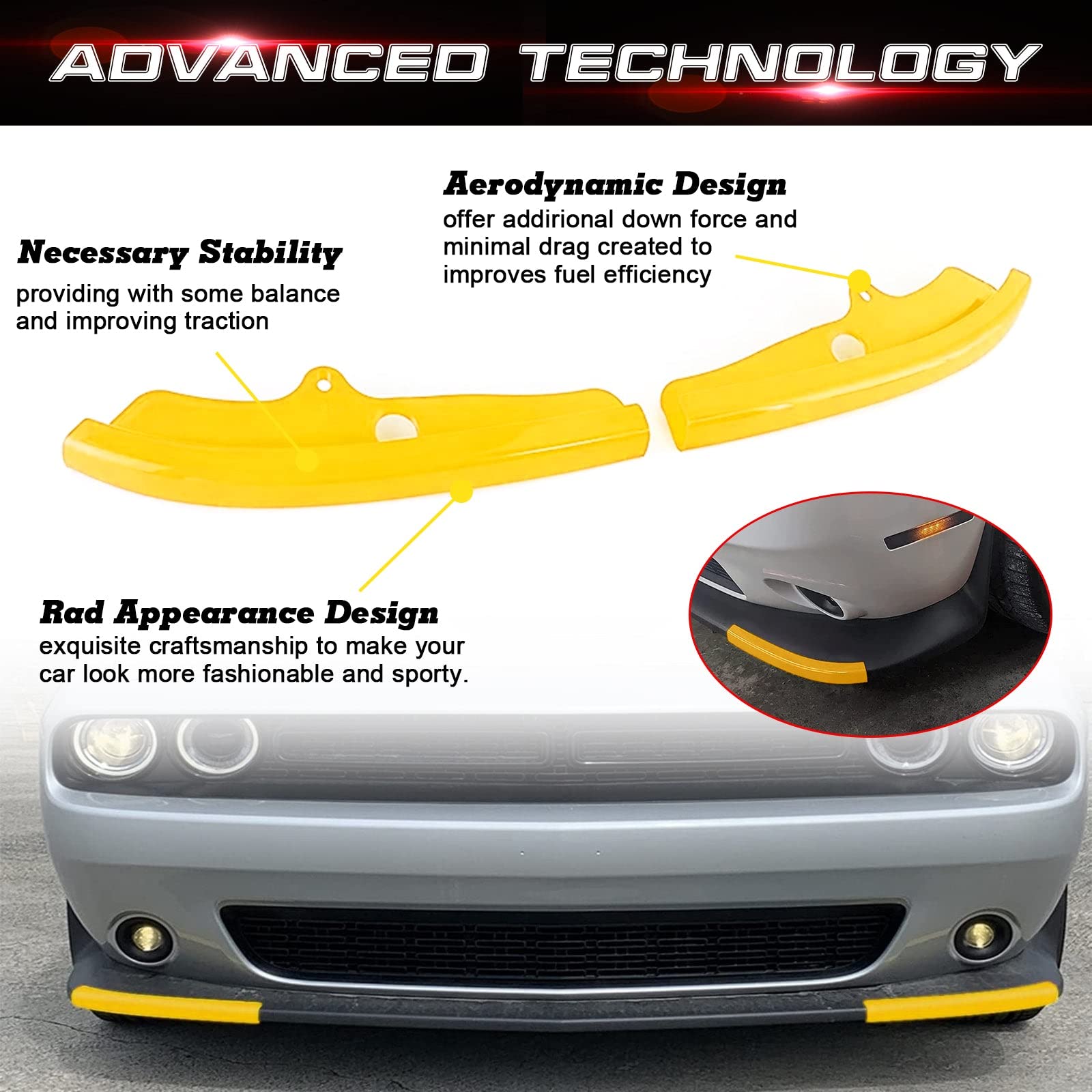 Amazon.com: x xotic tech 2X Front Bumper Lip Splitter
