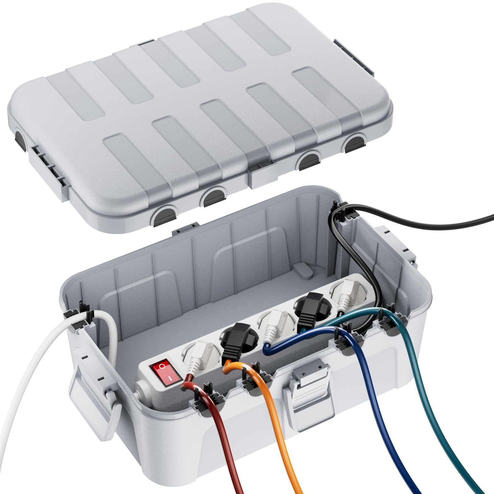 RESTMO Große Wasserdichte Kabelbox Outdoor, IP54 Verteilerdose Außen Wasserdicht, 32 x 22 x 13 cm Wasserdichte Box für Garten, Schutz von Verlängerungskabel, Steckdosenleisten, Außensteckern