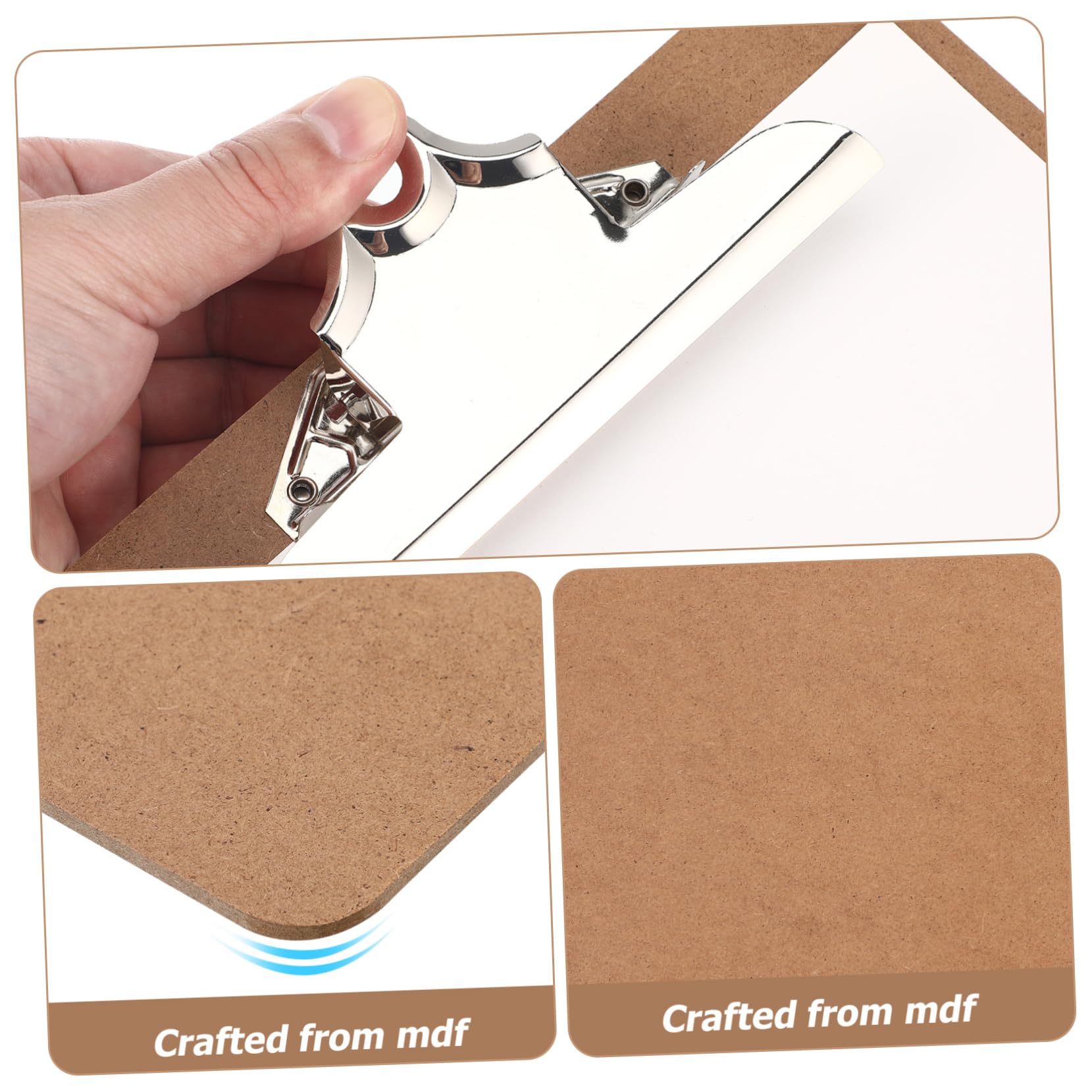 6 Klemmbretter im Letter Format aus Mdf, Braun mit Klammer