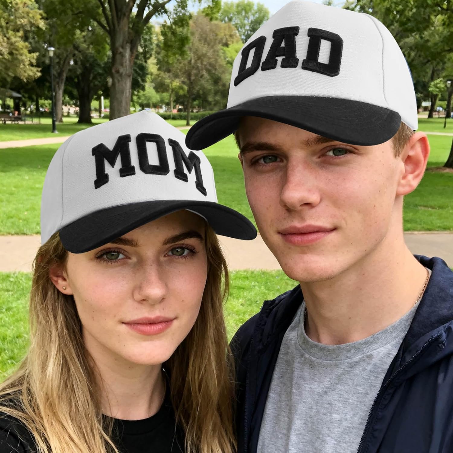 Embroidered Mom and Dad Hats for Women Men, Adjustable Parents Gifts for Couples - Image 3
