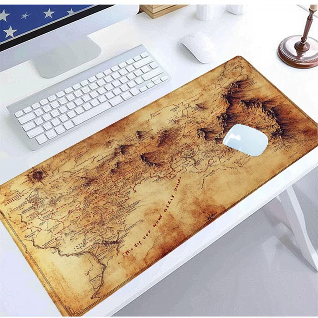 Gamingowa podkładka pod mysz XXL, 1400 x 600 x 3 mm, żółta, antypoślizgowa podkładka pod mysz, karta topograficzna, wodoodporna, poprawia precyzję i prędkość, akcesoria gamingowe S1-192