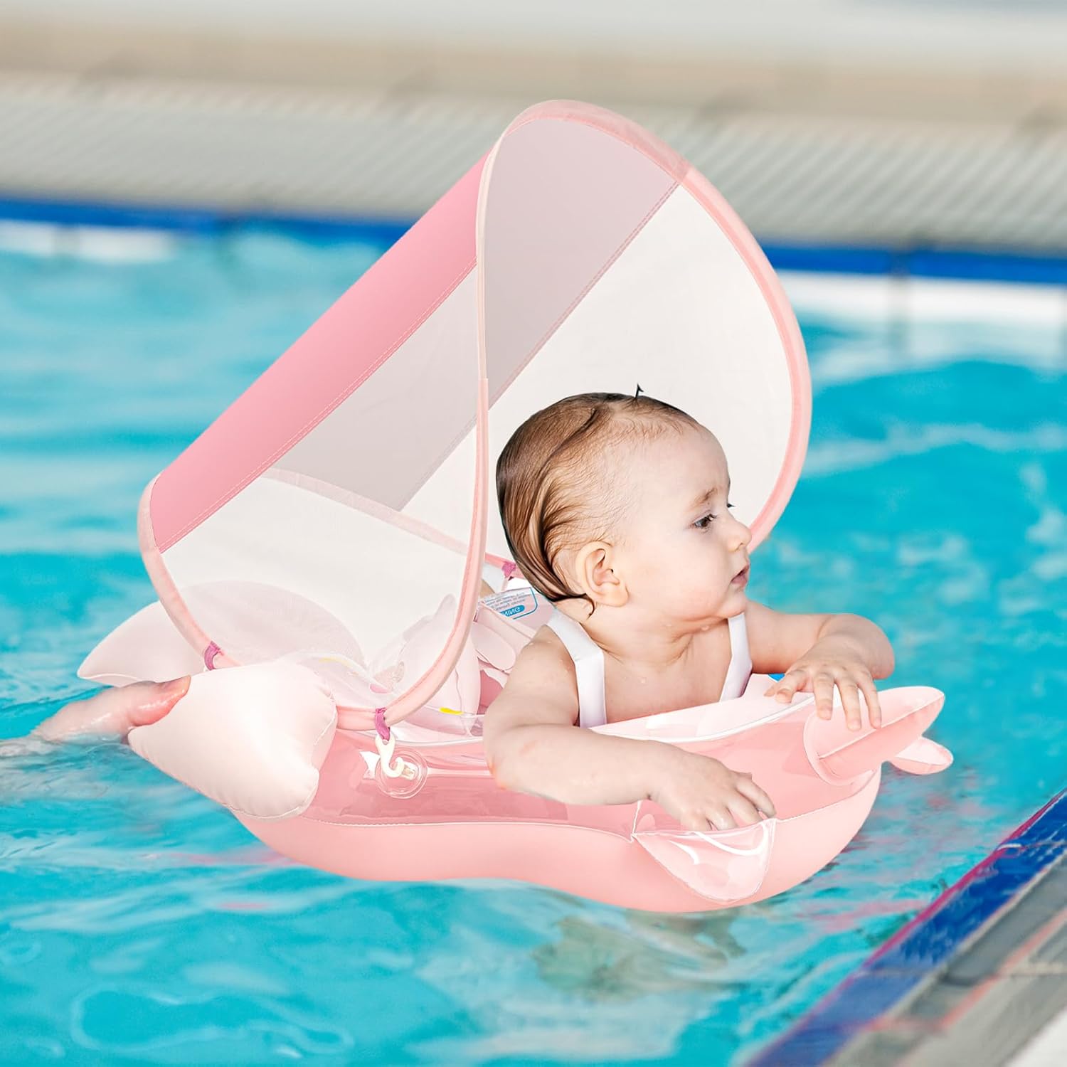 Baby Swimming Ring Baby Swim Float 3-12/6-24 Months,Unicorn Newborn Swimming Float Baby Girl Float,Inflatable Pool Float Baby Rubber Ring with Shade Canopy Seat for Babies... - Image 4