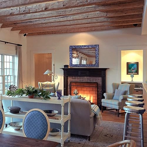 Miniatura 5 de DecorShore Espejo de pared decorativo con marco de mosaico de vidrio de 30 x 24 pulgadas, espejo de acento ecléctico hecho a mano, espejo de tocador