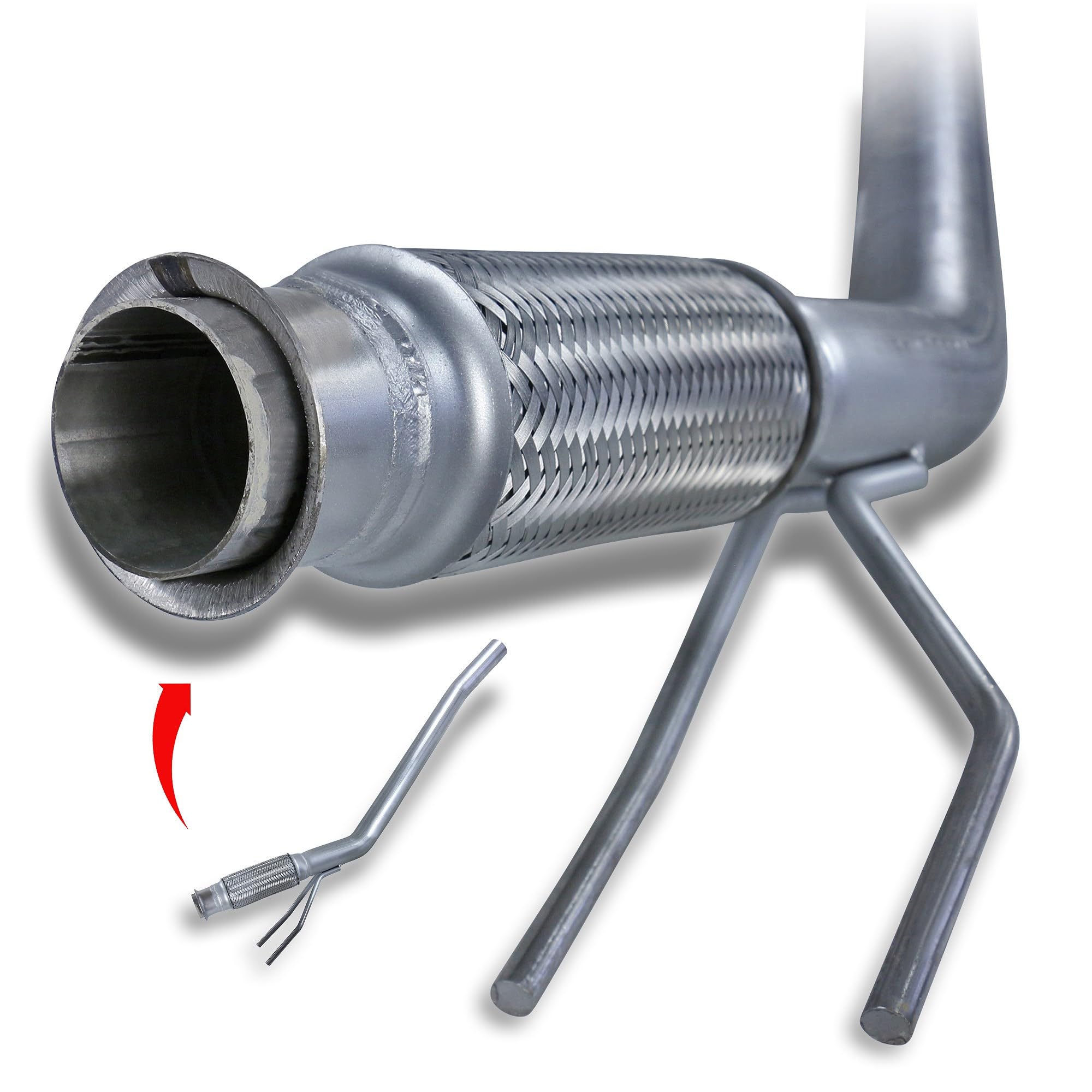 1x Tubo de escape Tubo delantero con abrazadera doble