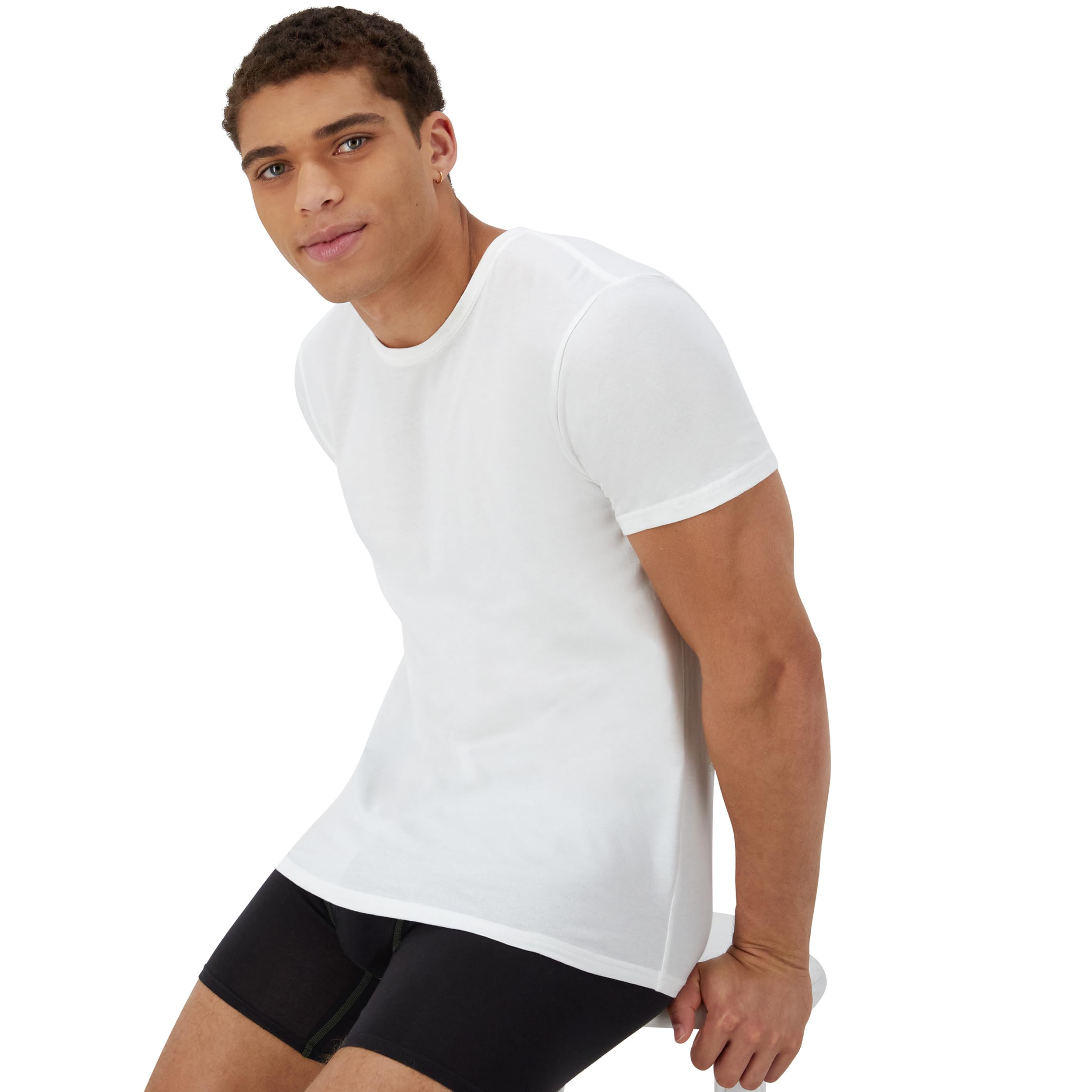 Hanes Hanes Ultimate Comfort Fit Undershirt, Men’s Crewneck Stretch-Cotton T-Shirt, 4-Pack Intimo Uomo (Pacco da 4)