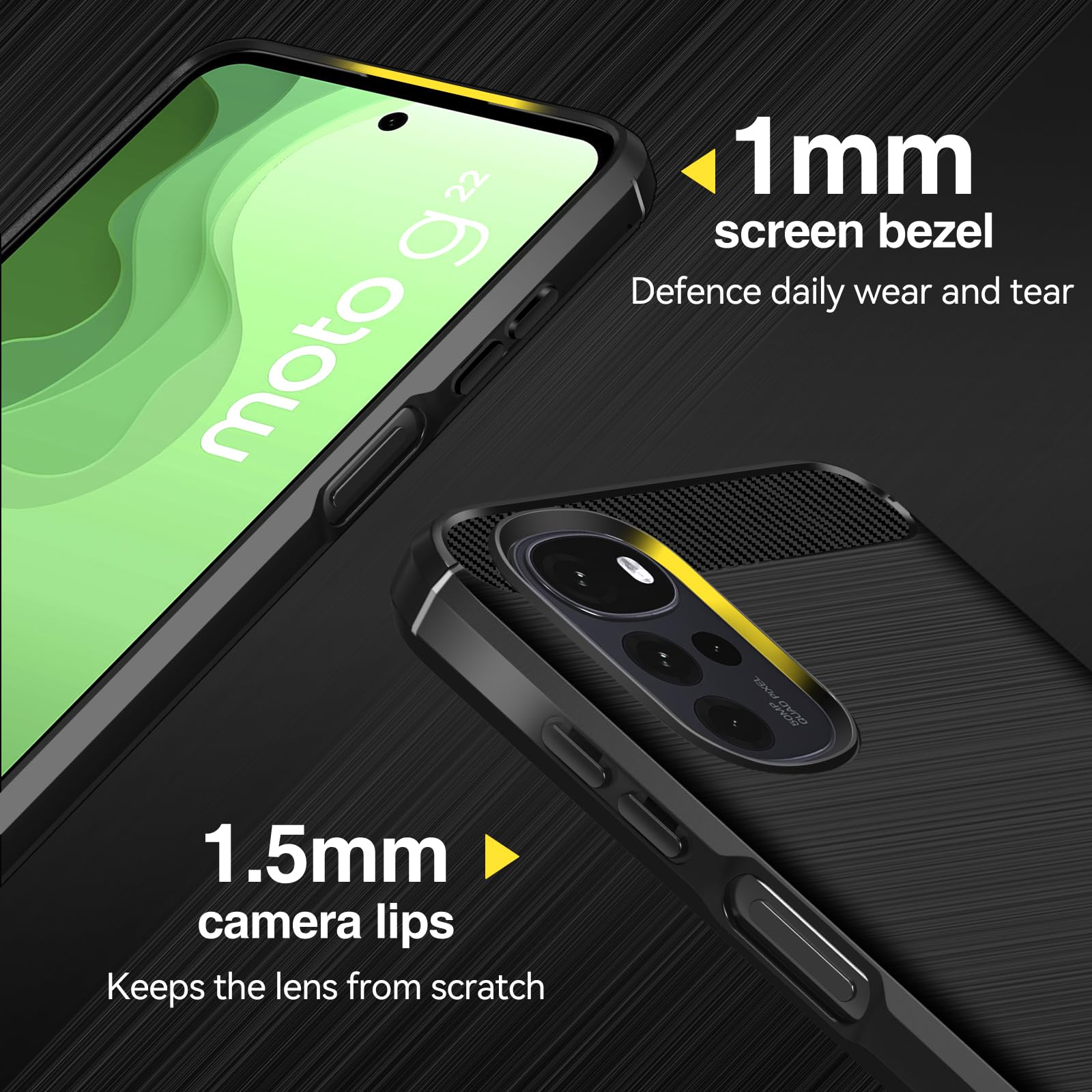 Ivoler Stoßfeste Hülle Für Motorola Moto G32 – Militärschutz Mit 2x Panzerglas, Karbon-Design