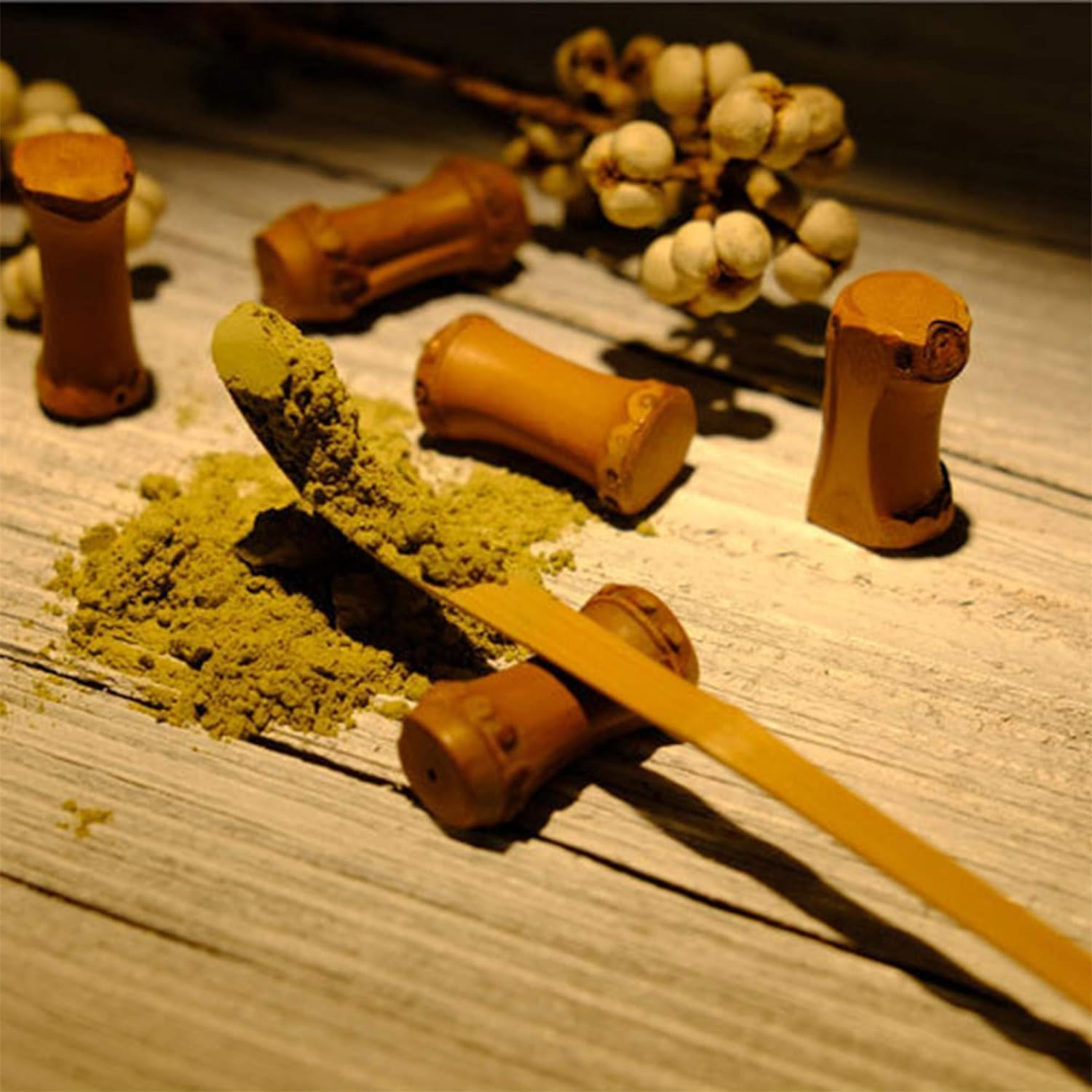 2Pcs Brown Bamboo Matcha Scoop Japanese Chashaku Hooked Green Tea Spoon for Tea Ceremony, Tea Scoops, Coffee, Tea and Espresso (18cm)