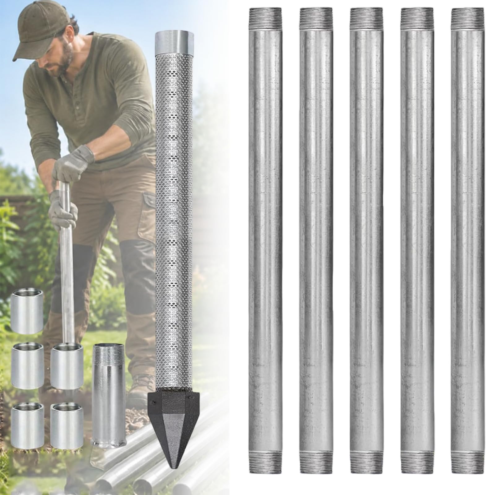 Kit de Forage pour Puits, Pointe FiltranteCrépine de Forage 60 Mesh