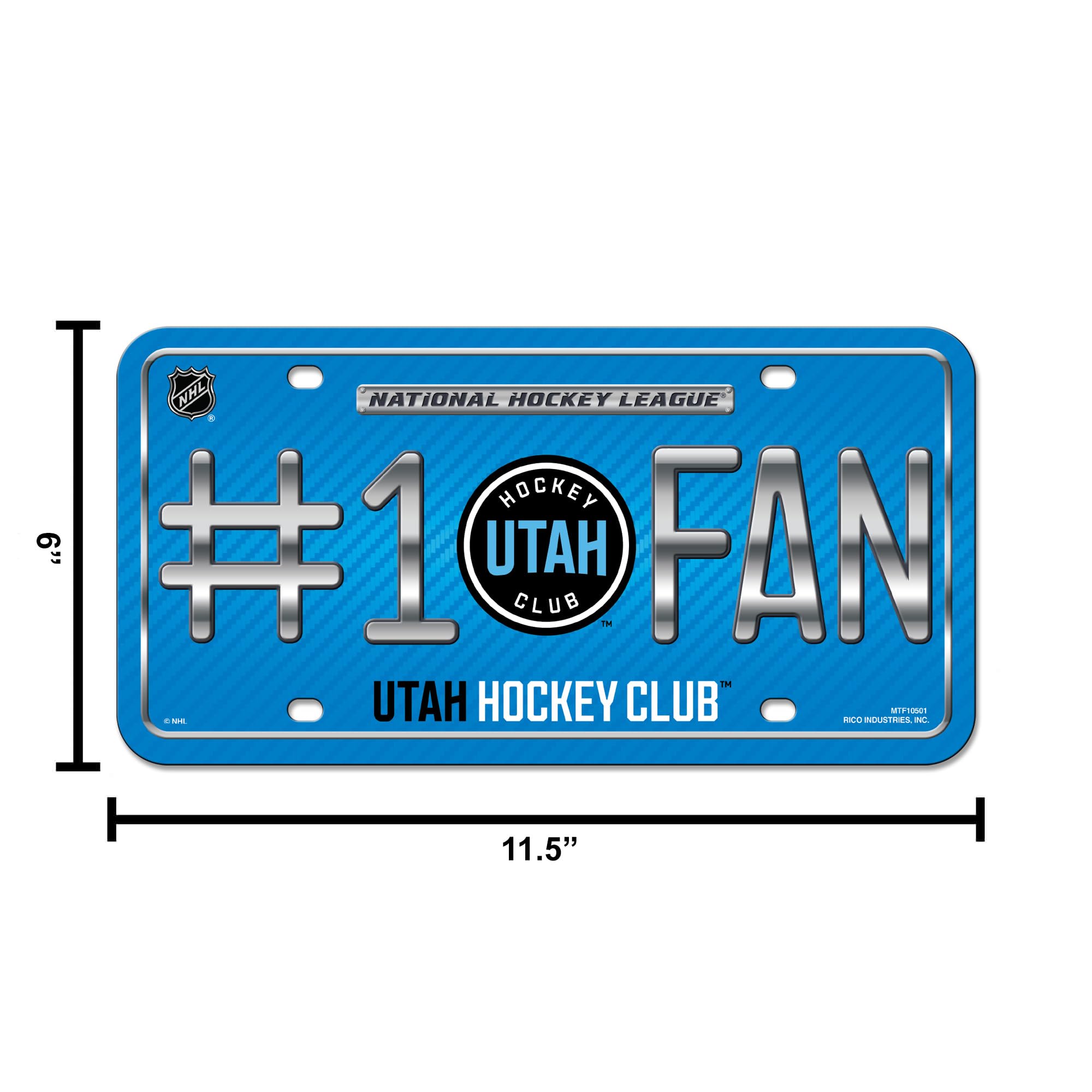 Rico Industries NHL Hockey Utah Hockey Club #1 Fan 15,2 x 30,5 cm Metall Auto Tag – ideal für LKW/Auto/SUV