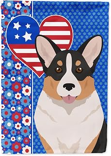 Caroline's Treasures WDK5303GF Tricolor Cardigan Corgi USA American Garden Flag Mailbox Flag Decorative Yard Flag Banner Outside Patio Artwork Yard Flower Beds, Garden Size, Multicolor