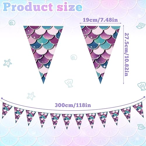 Miniatura 3 de 5 banderines de sirena para fiesta de sirena, banderines de fiesta de sirena, suministros de fiesta de sirena, guirnalda de mar, banderas