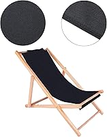 Vista 4 de PH PandaHall Tela de repuesto para silla, 44 x 17 pulgadas, silla de playa, silla plegable de tela de lona Oxford negra, accesorios para tumbonas