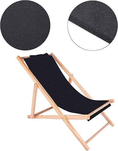 Miniatura 4 de PH PandaHall Tela de repuesto para silla, 44 x 17 pulgadas, silla de playa, silla plegable de tela de lona Oxford negra, accesorios para tumbonas