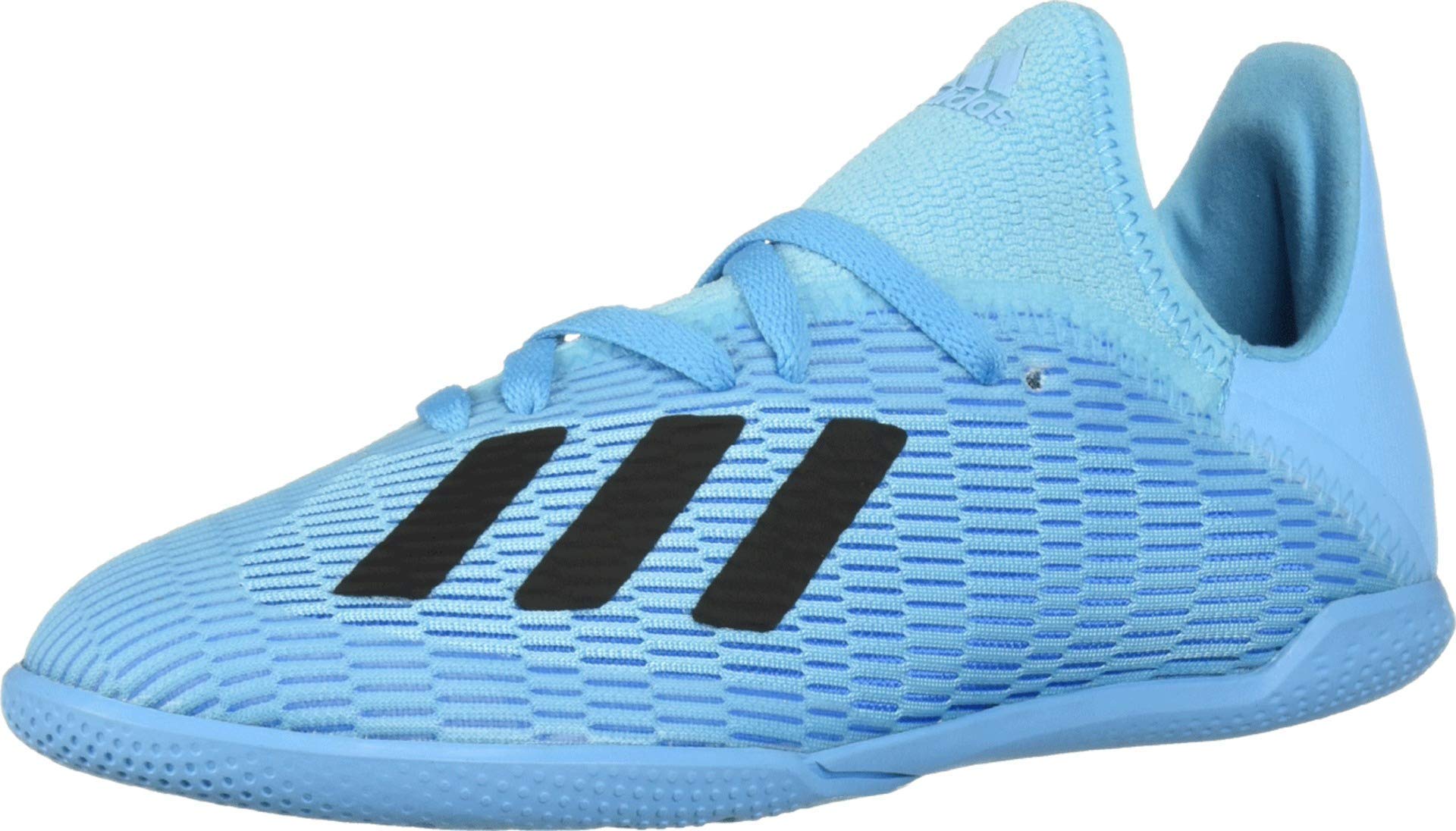 adidas Unisex-Kid's X 19.3 Indoor Soccer Shoe, Bright Cyan/Black/Shock Pink, 11K M US Little Kid