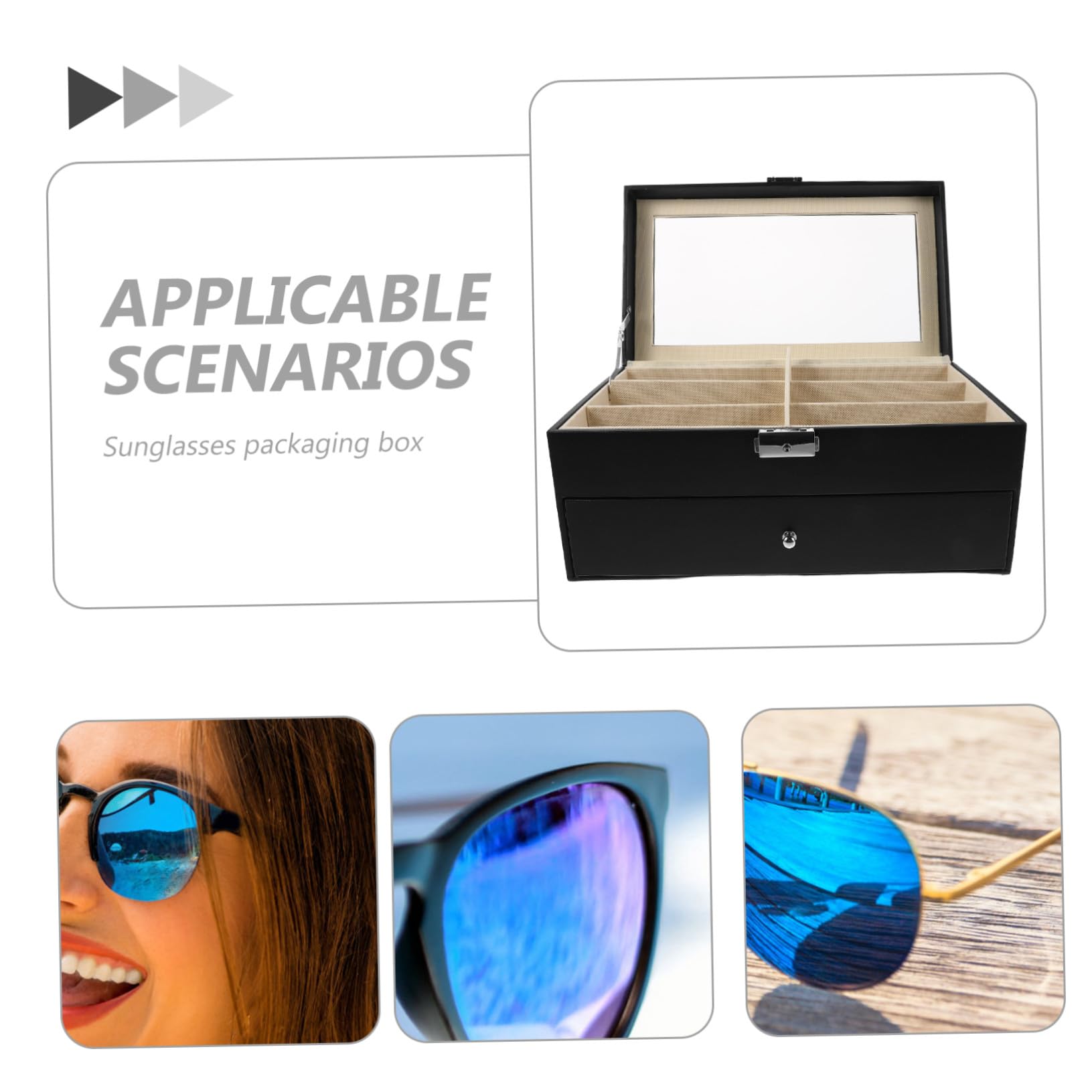 Generisch Doppelschichtige Brillenbox mit Fächern Weiche Innenpolsterung Hartschalen-brillenetui für Sonnenbrillen und Lesebrillen Vielseitiger Organizer für Zuhause Büro und Unterwegs