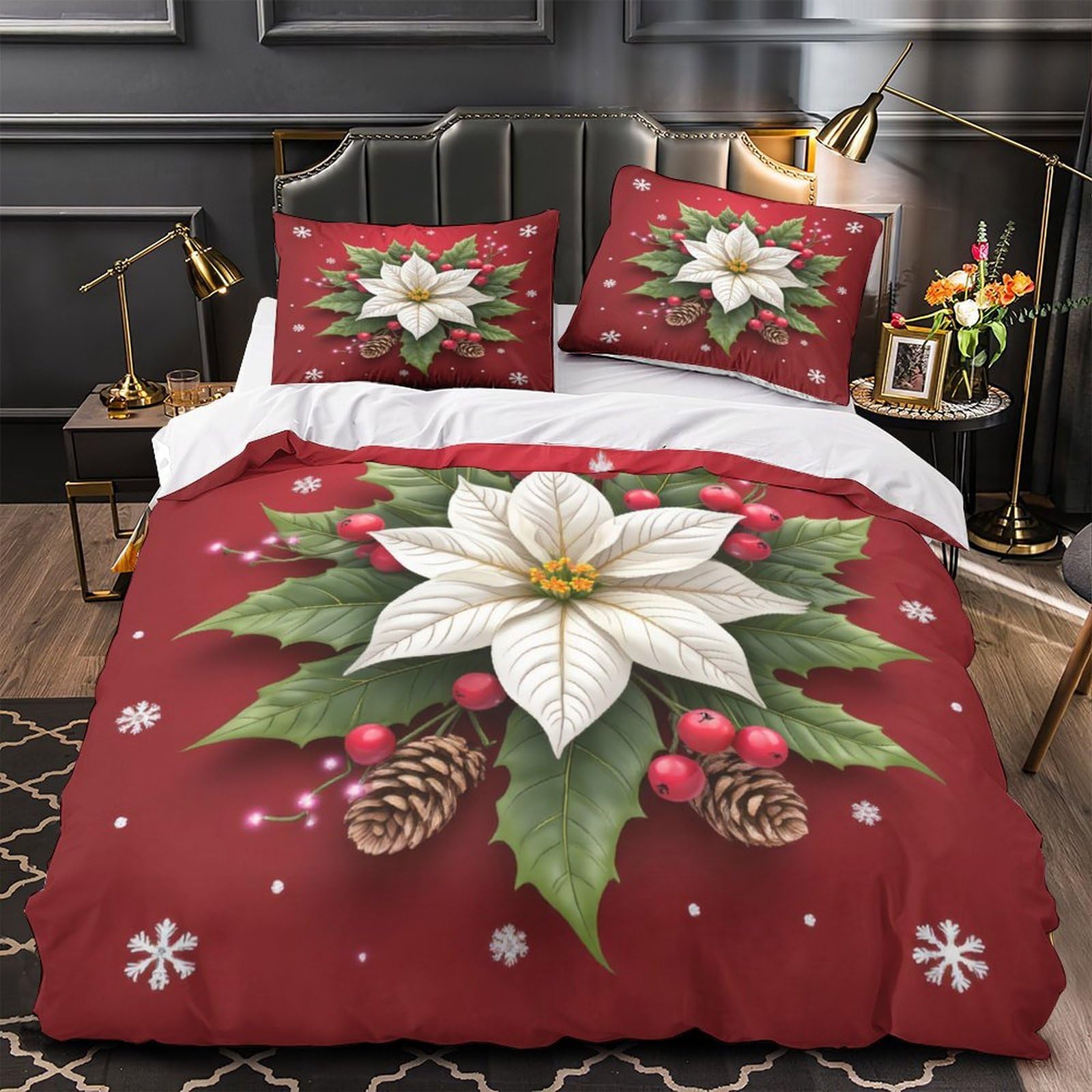 Housse de couette vache de Noël hypoallergénique et douce en microfibre