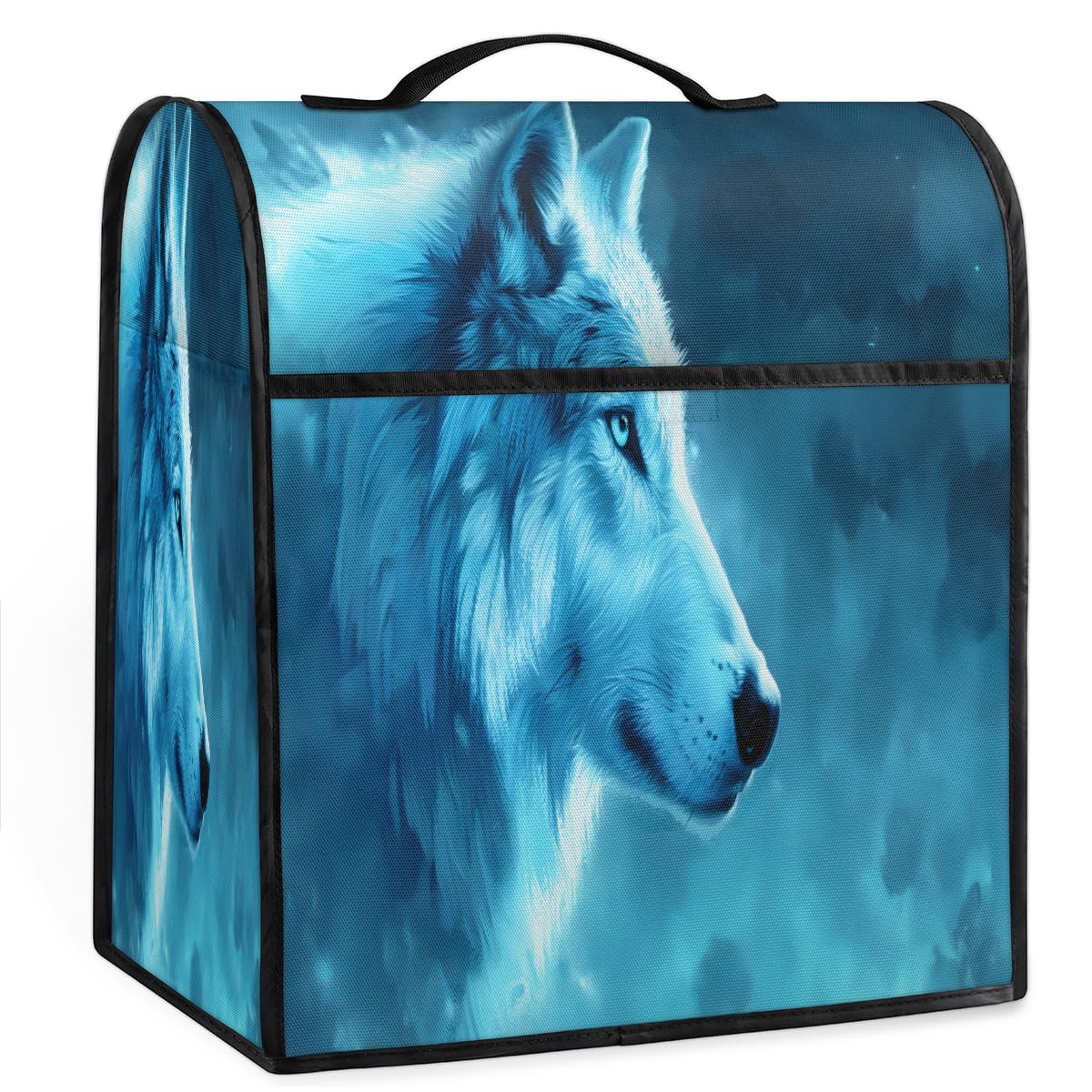Coffee Maker Cover Animal Wolf Kitchen Appliance Covers Small Appliance Covers Blender Cover Juicer Cover Dust Covers for Kitchen Appliances with Top Handle and Pockets,Washable,C67