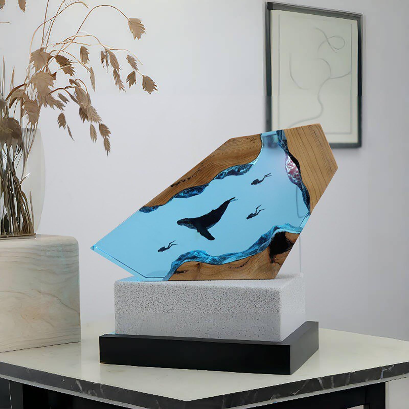 FGJtguE Woods lamp, with Couple Diver & Whale Shark USB LED Night Light Underwater Diorama,Decor for Marine Lovers(V)