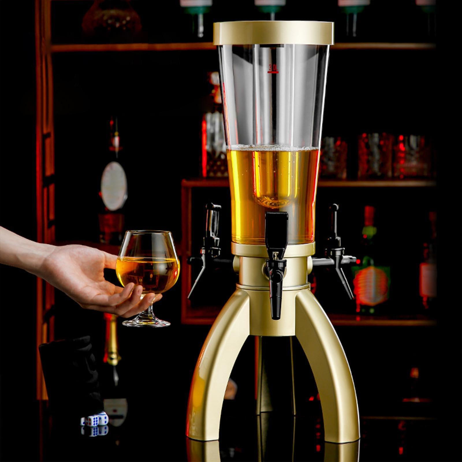 Dispensador de Cerveza Tubo Congelador 3L con Grifo Integrado Recipiente Acrílico Transparente Adecuado para Deportivos Hogar, champán, Individual