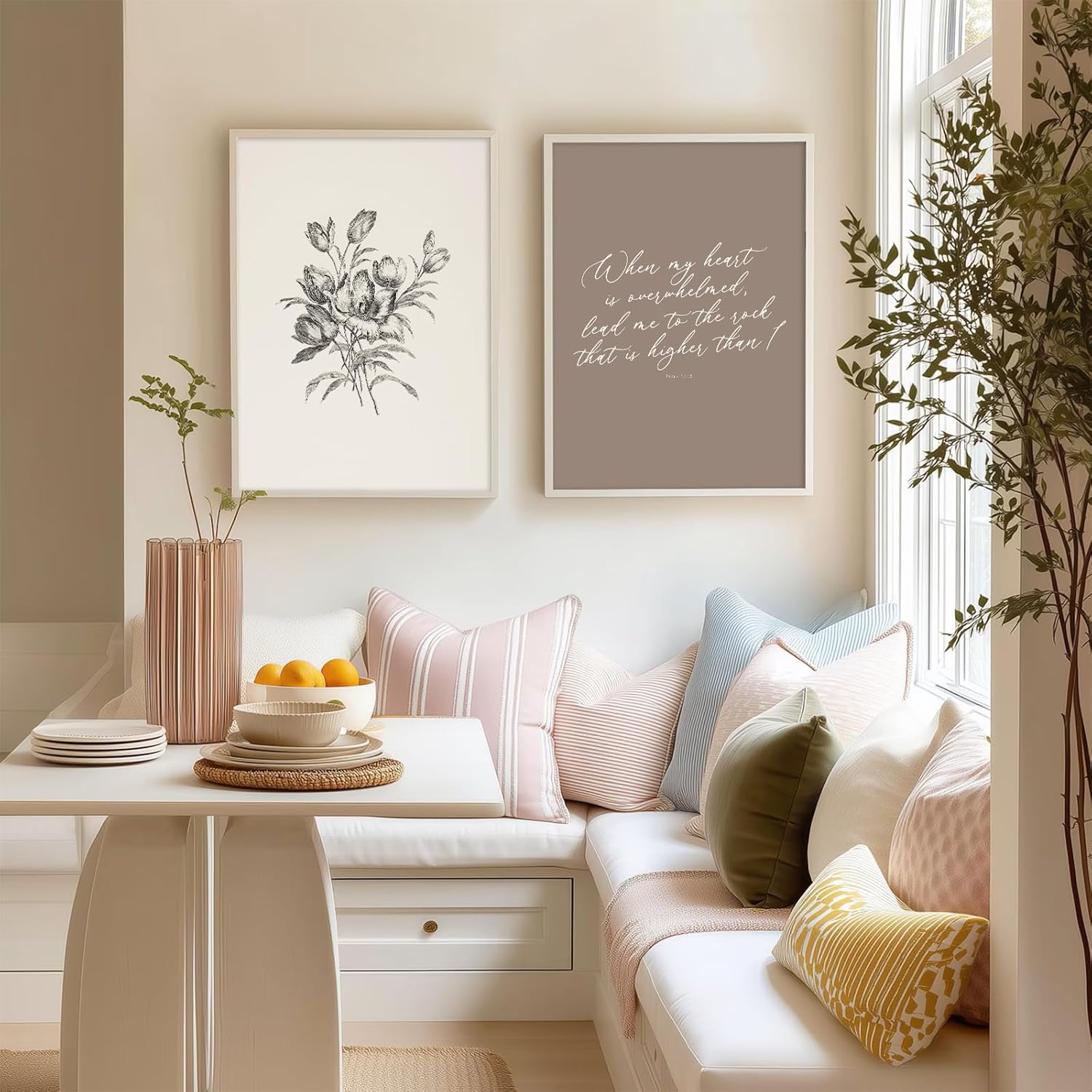 Vintage Christian Wall Art Bible Verse Canvas Sketch Floral Wall Decor Scripture Psalm 61:2 Poster Modern Minimalist Religious Quotes Prints Artwork for Living Room Bedroom 16x24x2 In Unframed