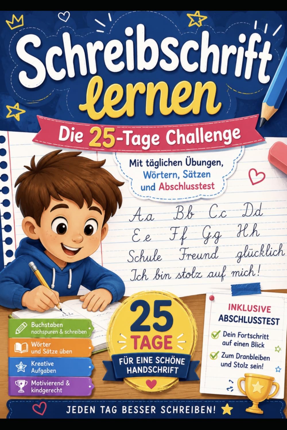 Schreibschrift lernen – Die 25-Tage Challenge: Mit täglichen Übungen, Wörtern, Sätzen und Abschlusstest