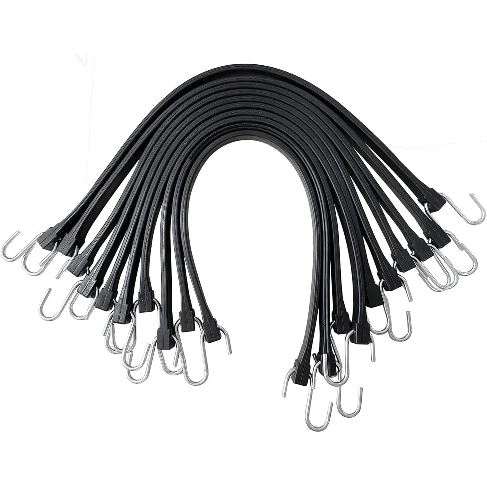 Cordones elásticos de goma natural con ganchos, 15 pies de alta resistencia, correas ideales para exteriores, toldos de lona, motocicletas y lona, 10 unidades